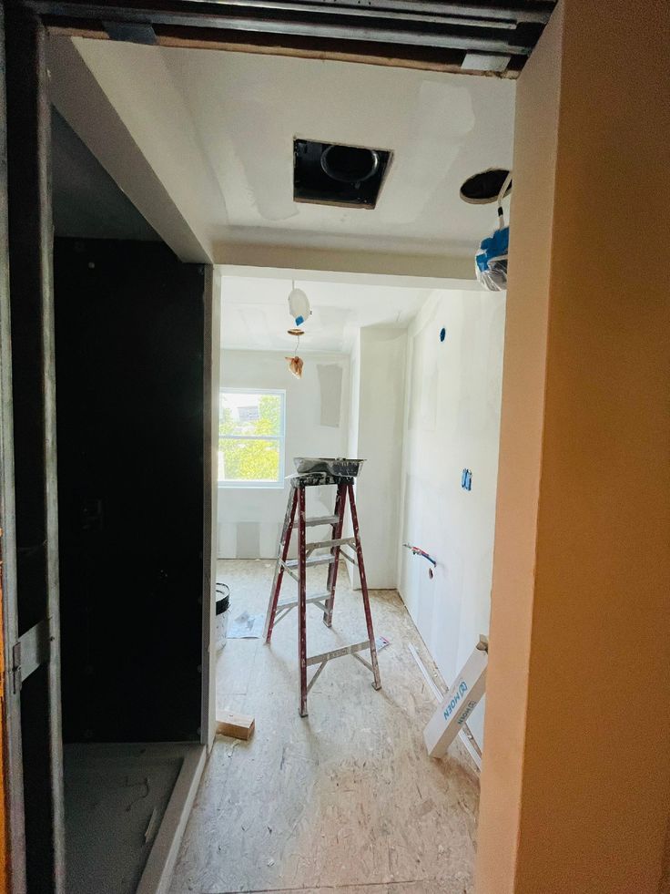 Drywall and ceiling repair in progress
